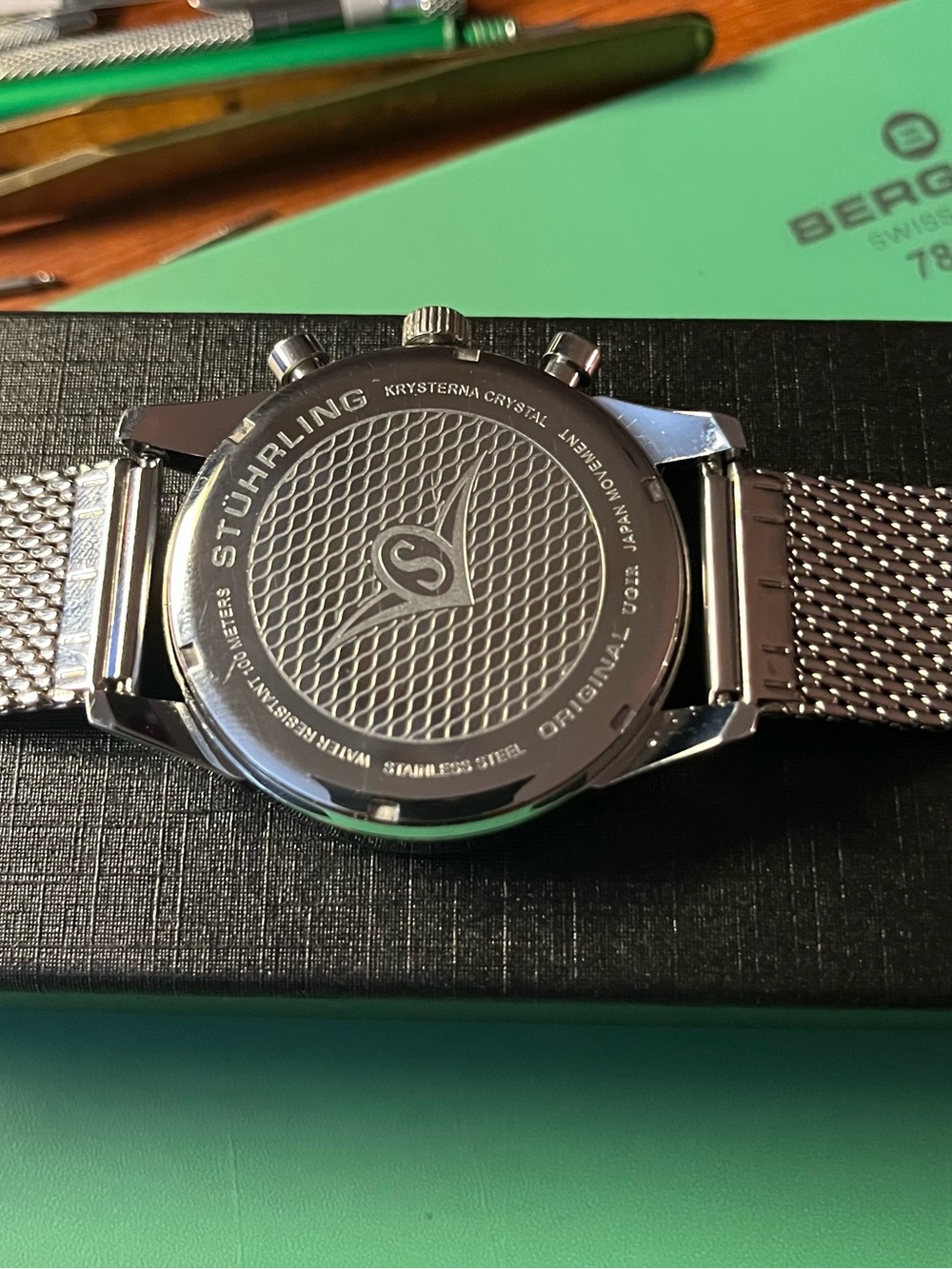 Stührling Original Black Chronograph Stainless Steel Watch - Picture 4 of 7